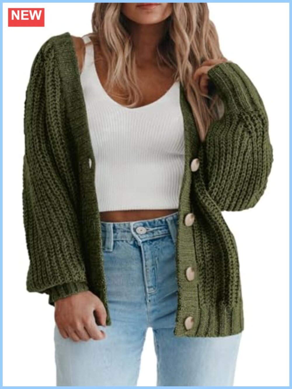 Plus Size Open Front Chunky Knit Cardigan Button Closure Loose Fit